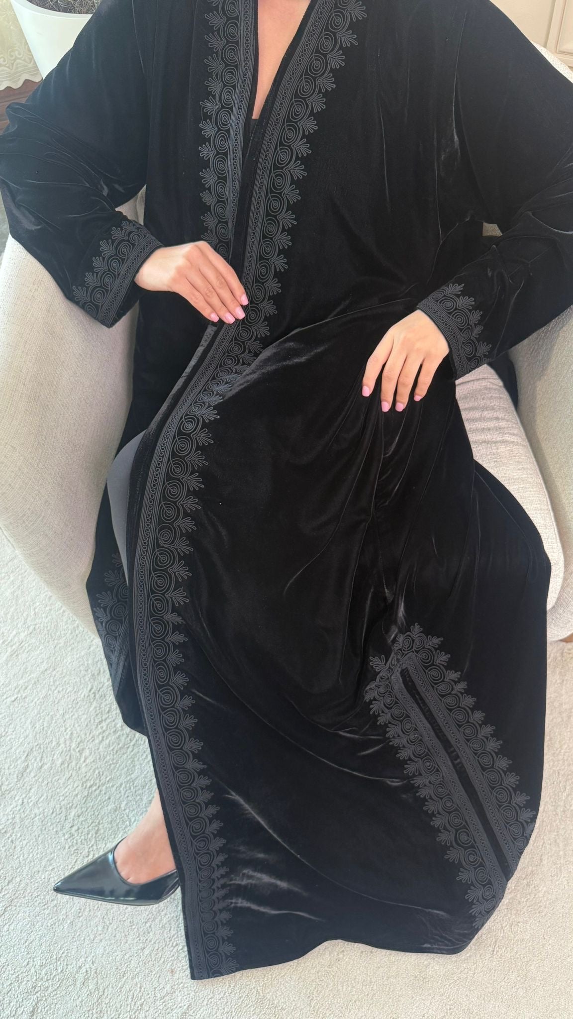 VELVET BLACK MOROCCAN EMBROIDERY